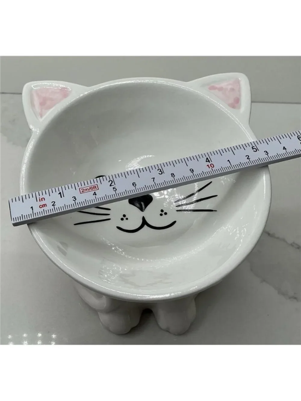 Cat Food Bowl Nice Paws Ceramic Tilted And Elevated Kitty Cat White 4